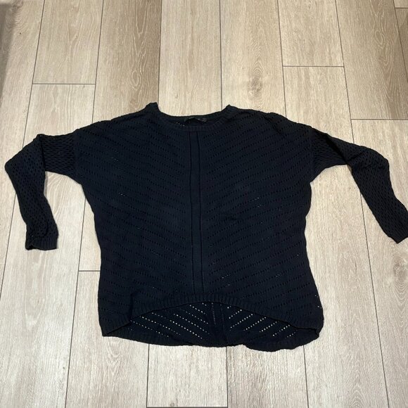 prAna Black Open Knit Sweater Medium - Picture 1 of 3
